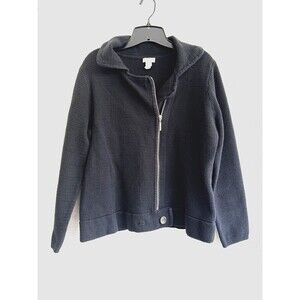 Chico's‎ Woman's Zip Up Knit Sweater Size 2 Black Long Sleeve Minimal Casual